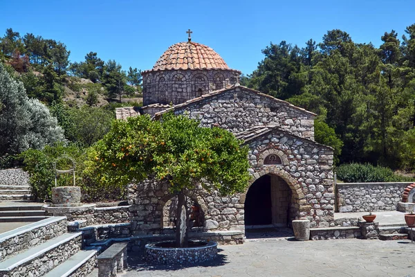 Moni Thari Pravoslavný Klášter Byzantském Stylu Ostrově Rhodos — Stock fotografie