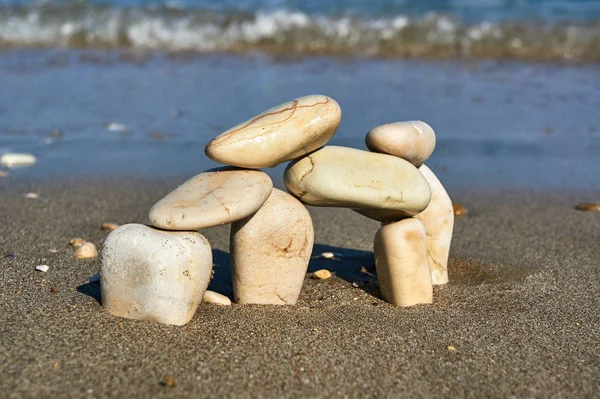 Pedras Seixos Praia Ilha Grega Corfu — Fotografia de Stock