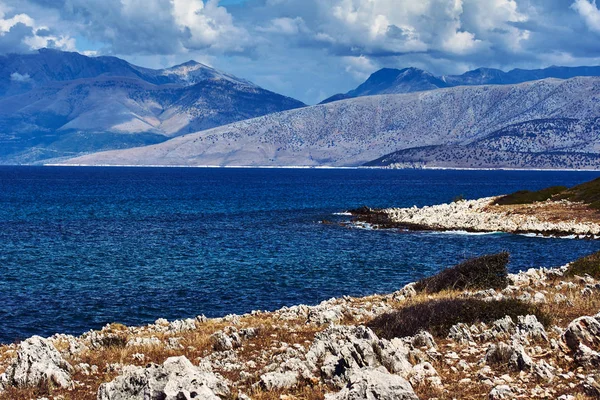 Korfu Adası Yunanistan Arnavutluk Dağlara Göster — Stok fotoğraf