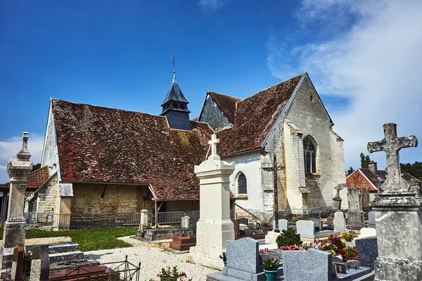 Cmentarz Średniowieczny Kościół Szampanii Francji — Zdjęcie stockowe