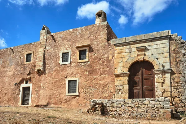 Mosteiro Arkadi Muralhas Mosteiro Ortodoxo Ilha Creta Grécia — Fotografia de Stock