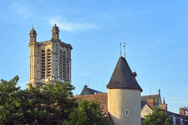 Tourelle Médiévale Tour Cathédrale Gothique Dans Ville Troyes — Photo