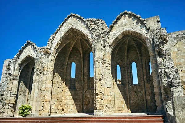 Zřícenina Středověkého Kostela Městě Rhodos — Stock fotografie