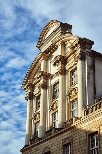 Het Fragment Van Het Neo Barokke Gevel Poznan — Stockfoto