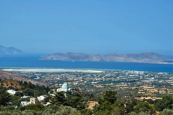 Ortodoxa Kyrkan Och Salt Lake Alikes Stranden Medelhavet Kos Grekland — Stockfoto