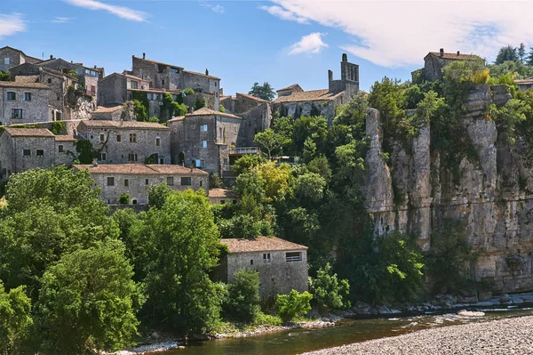 Stad Van Balazuc Rivier Ardèche Frankrijk — Stockfoto