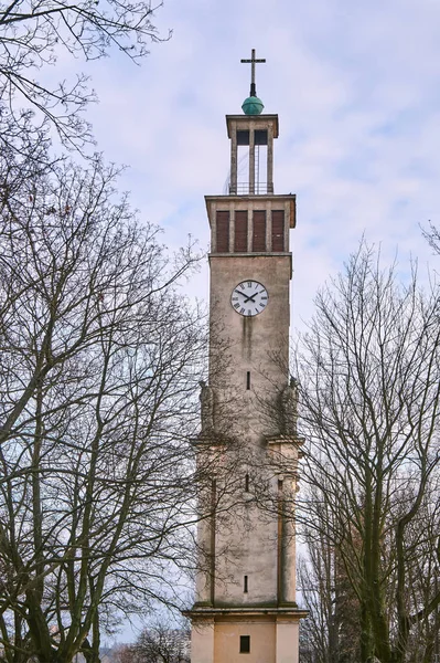 Campanile Néoclassique Avec Statues Horloge Poznan — Photo