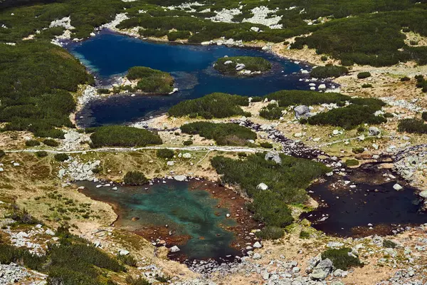 Buzul Gölleri Polonya Tatra Dağları Nda Bir Turist — Stok fotoğraf