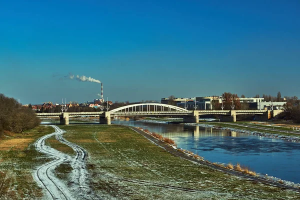 Puente Sobre Río Warta Poznan — Foto de Stock