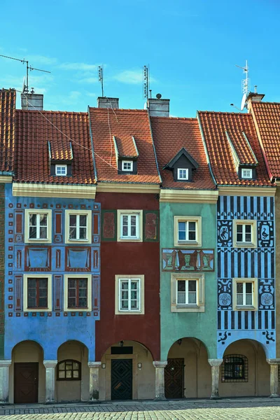Façades Maisons Historiques Sur Place Vieux Marché Poznan — Photo