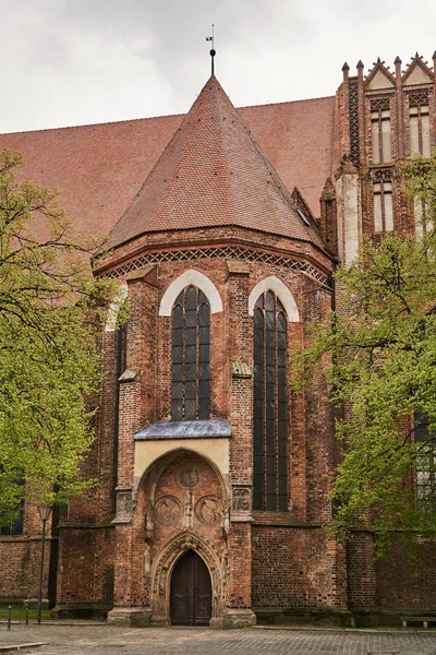 Portal Och Trädörrar Medeltida Kyrka Staden Frankfurt Oder — Stockfoto