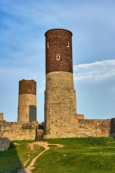 Château Médiéval Ruine Avec Tours Checiny Pologne — Photo