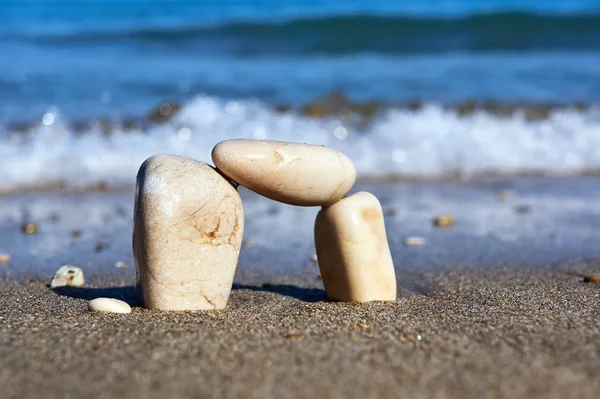 Steine Und Kieselsteine Strand Der Griechischen Insel Korfu — Stockfoto