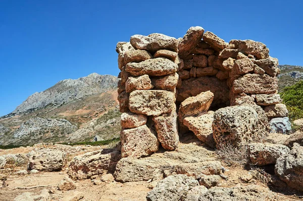 Kamenné Ruiny Horách Ostrově Kréta — Stock fotografie