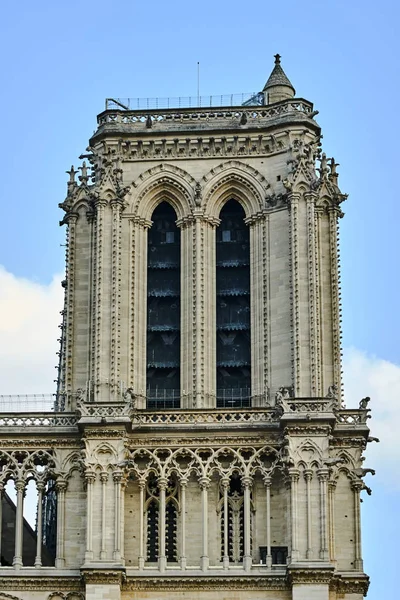 Πύργος Του Καθεδρικού Ναού Της Notre Dame Στο Παρίσι Γαλλία — Φωτογραφία Αρχείου