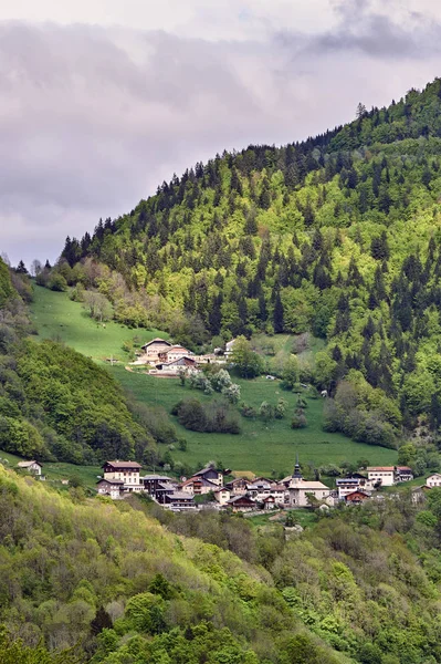 Село Горах Альпах Французька Савойя Стокове Фото