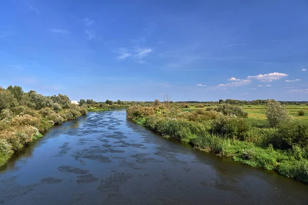 Rzeka Noteć Krajobrazu Wiejskiego Lato Polsce — Zdjęcie stockowe