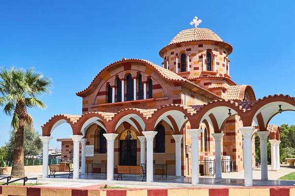 Igreja Ortodoxa Estilo Neo Bizantino Ilha Rodes — Fotografia de Stock
