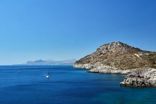 Rocky Cliff Seacoast Island Rhodes — Stock Photo, Image