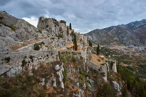 Stenen Muren Van Middeleeuwse Vesting Klis Kroatië — Stockfoto