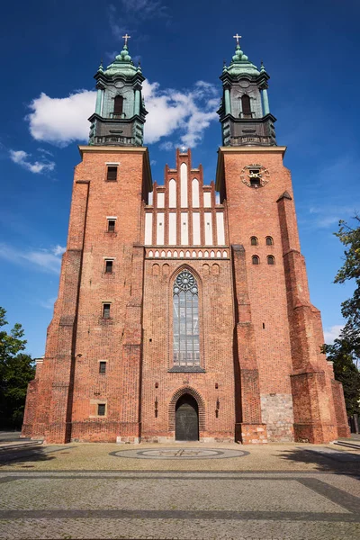 Torres Catedral Gótica Medieval Poznan — Fotografia de Stock