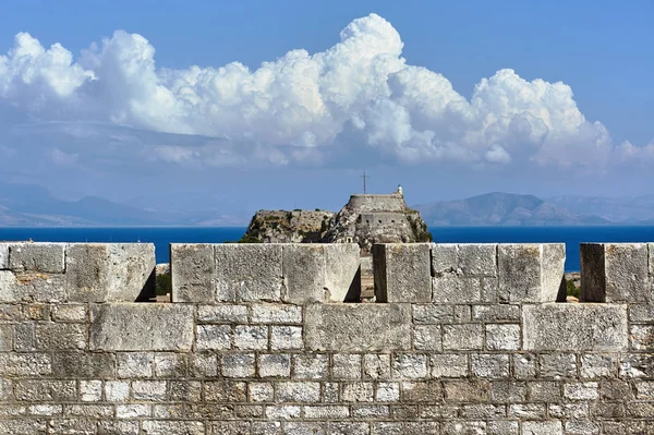 Paredes Fortaleza Veneciana Casco Antiguo Isla Corfú — Foto de Stock