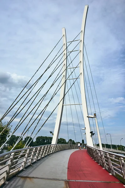 Кабельный Мост Пешеходный Мост Велосипеды Городе Познань — стоковое фото