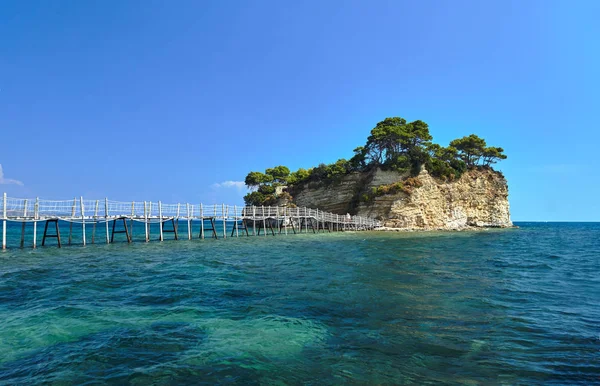 Träbro Till Agios Sostis Zakynthos Grekland — Stockfoto