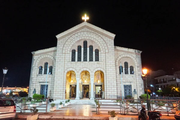 Catedral Ortodoxa São Dionísio Noite Capital Ilha Zaquintos Grécia — Fotografia de Stock