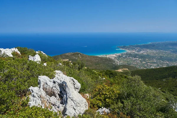 Vista Dalla Cima Della Montagna Porto Alykanas Sull Isola Zante — Foto Stock