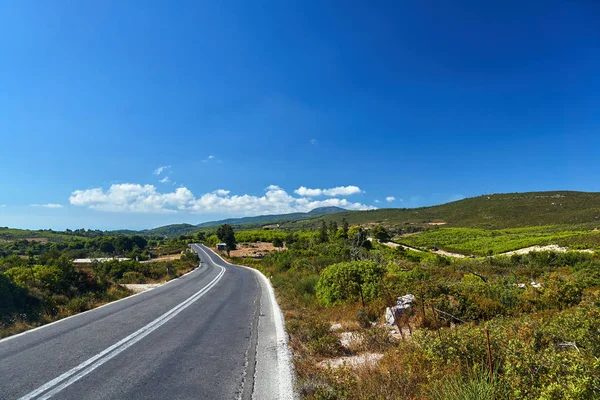 Yunanistan Zakynthos Adasının Dağlarında Asfalt Yol — Stok fotoğraf