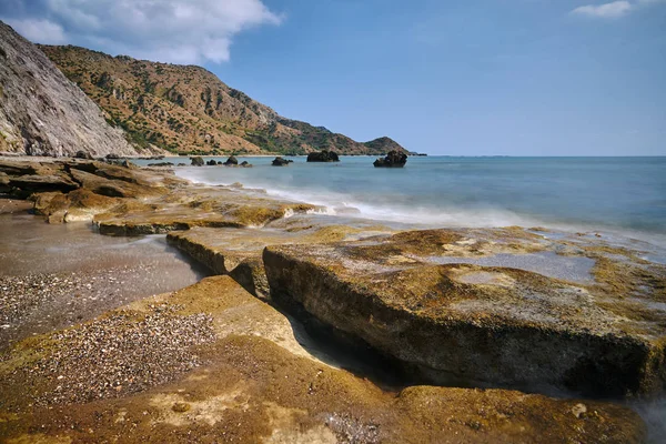 Steinklippe Mit Felsbrocken Auf Der Insel Zakynthos Griechenland — Stockfoto