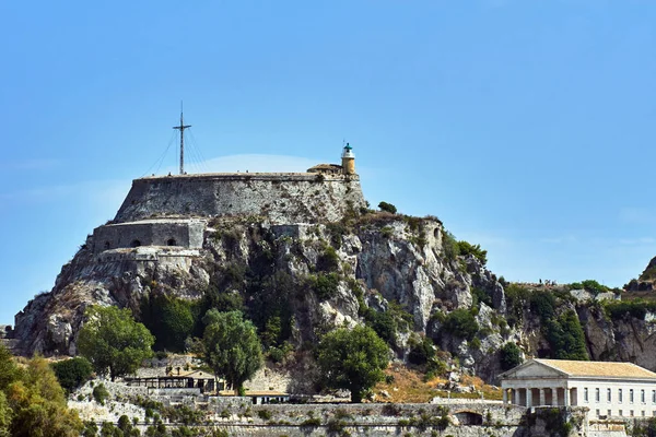 Rots Met Palaio Frourio Stad Corfu Griekenland — Stockfoto