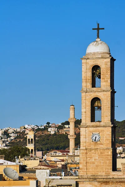 Torri Della Chiesa Minareto Chania Sull Isola Creta — Foto Stock