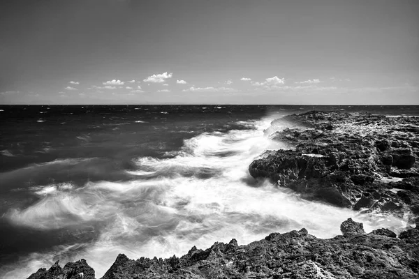 Kameny Balvany Pobřeží Ostrova Zakynthos Řecku Černé Bílé — Stock fotografie