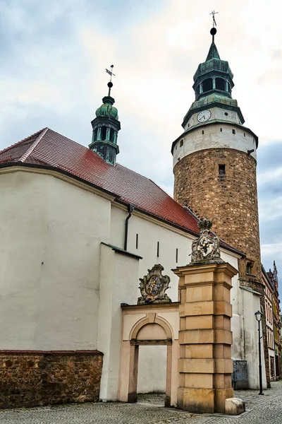 Medieval Stone Church Bell Tower Fragment City Gate Jelenia Gora — Stock Photo, Image