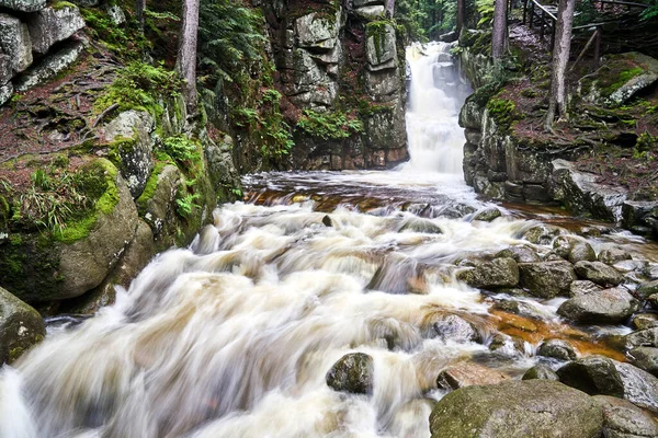 Rocks Boulders Waterfall Forest Giant Mountains Poland — Stock Photo, Image