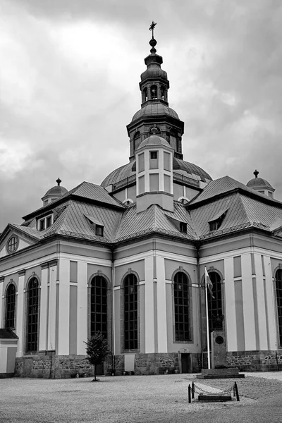 Bekas Gereja Lutheran Dengan Gaya Barok Jelenia Gora Hitam Dan — Stok Foto