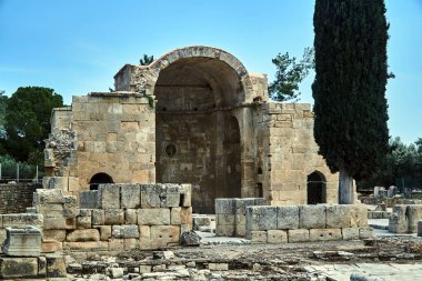 Yunanistan 'ın Girit adasındaki antik Roma kenti Gortyn' in taş kalıntıları