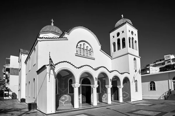 Girit Adasındaki Rethymnon Şehrindeki Neo Bizans Ortodoks Kilisesi Siyah Beyaz — Stok fotoğraf