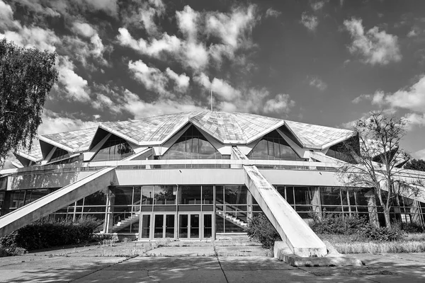 Будівництво Сучасного Спортивного Розважального Залу Познані Чорно Біле — стокове фото