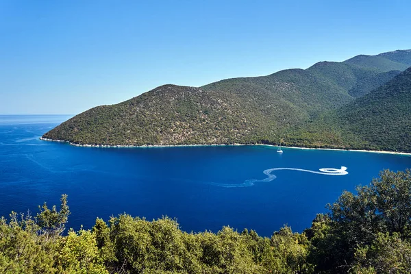 Motorboot Der Bucht Des Ionischen Meeres Auf Der Insel Kefalonia — Stockfoto