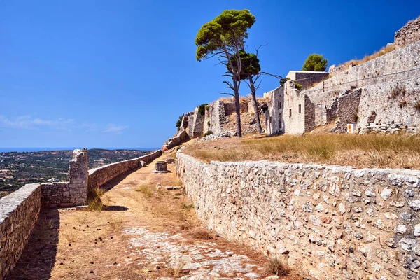 Kamenné Zdi Středověkého Benátského Hradu Jiří Ostrově Kefalonia Řecku — Stock fotografie