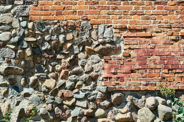 Fragmento Muro Defensivo Medieval Piedra Ladrillo Ciudad Poznan —  Fotos de Stock