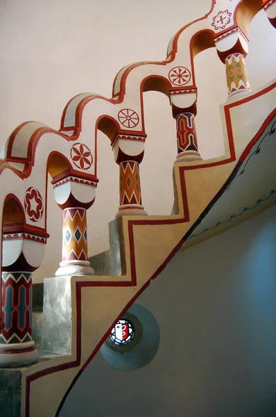 Staircase Cathedral Different Symbols Handrail — Stock Photo, Image