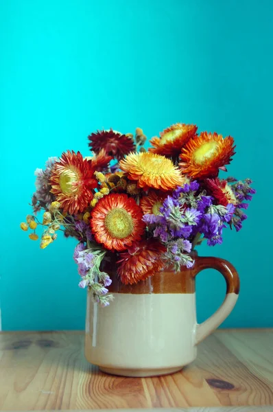Fechar Belo Buquê Flores Coloridas Outono — Fotografia de Stock