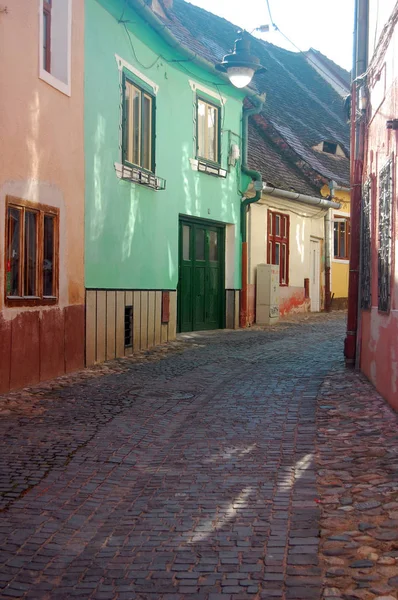 Vista Calle Con Casas Coloridas —  Fotos de Stock