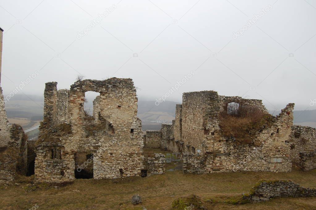 scenic view of Spis castle with stone ruins, Slovakia