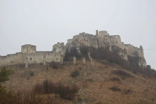 Malerischer Blick Auf Die Zipser Burg Mit Grauem Himmel Auf — Stockfoto