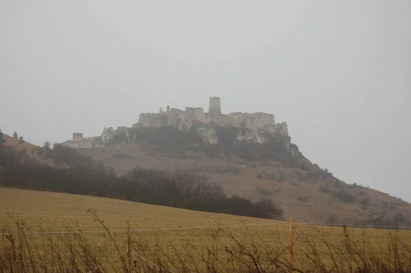 Malerischer Blick Auf Die Zipser Burg Mit Grauem Himmel Auf — Stockfoto